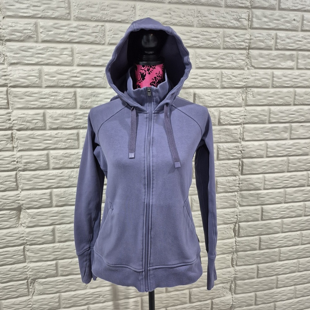 Athleta Hoodie Womens Medium Lavender Triumph Full Zip Stretch Sweatshirt Jacket